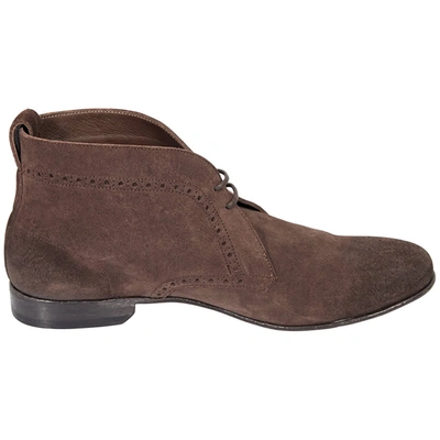 Shop Burberry Mens Brogue Detail Suede Desert Boots In Peat Brown In Beige,brown