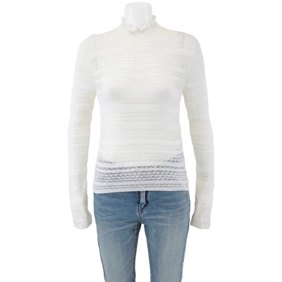 Shop Chloé Chloe Ladies Wool-blend Lace Knit Turtleneck Top In White