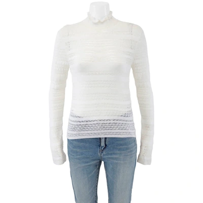 Chloé Chloe Ladies Wool-blend Lace Knit Turtleneck Top In White