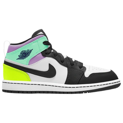 Shop Jordan Boys  Aj 1 Mid In White/black/volt Green Glow