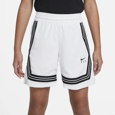 Shop Nike Girls  Fly Crossover Shorts In White/black