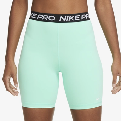 Shop Nike Womens  365 7hi-rise Shorts In Green/black
