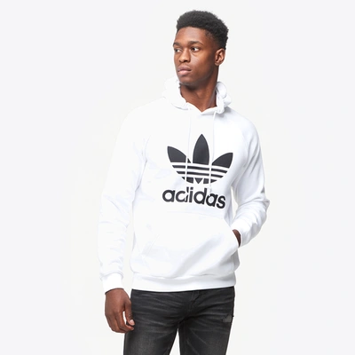Shop Adidas Originals Mens  Trefoil P/o Hoodie In White/black