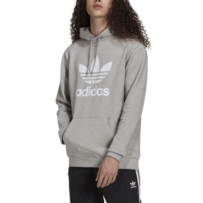 Shop Adidas Originals Mens  Trefoil Hoodie In Gray/white
