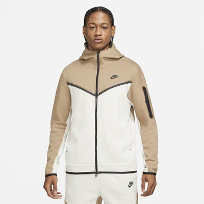 Shop Nike Mens  Tech Fleece Full-zip Hoodie In Brown/beige