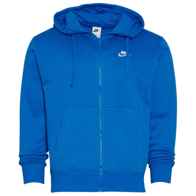 Shop Nike Mens  Club Full-zip Hoodie In Blue/white