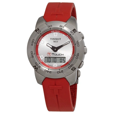 Shop Tissot T-touch Alarm Chronograph Quartz Analog-digital Silver Dial Mens Watch T33.7.778.71 In Black,red,silver Tone
