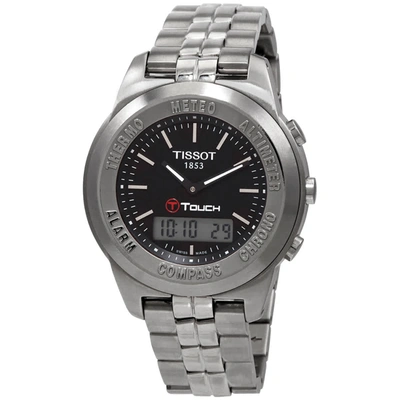 Shop Tissot T-touch Quartz Analog-digital Black Dial Mens Watch T33.1.388.51 In Black,silver Tone