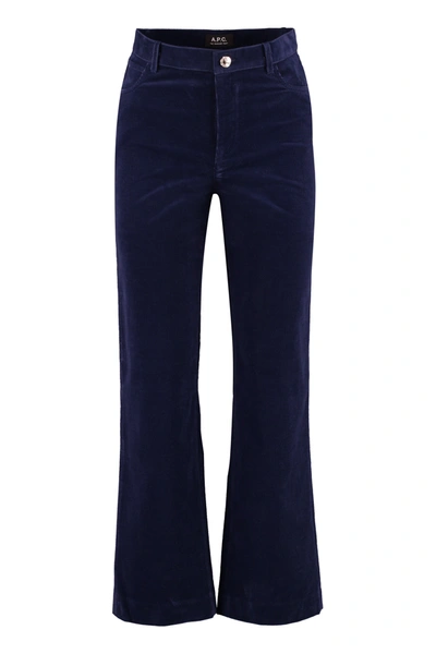 Shop Apc A.p.c. Corduroy Flared Trousers In Blue