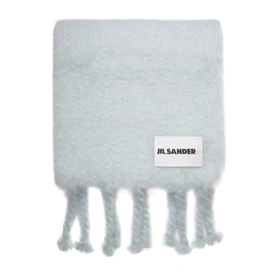 Shop Jil Sander Mohair And Wool Scarf In Blue