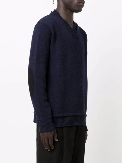 Shop Maison Margiela Distressed-trim Four-stitch Knitted Jumper In Mixed Colours