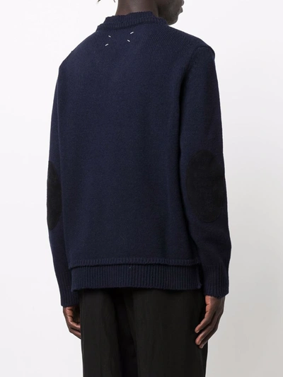 Shop Maison Margiela Distressed-trim Four-stitch Knitted Jumper In Mixed Colours