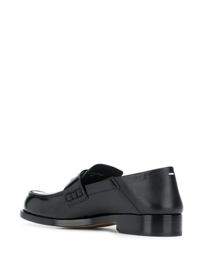 Shop Maison Margiela Leather Four-stitch Loafers In Black