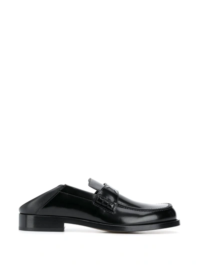 Shop Maison Margiela Leather Four-stitch Loafers In Black