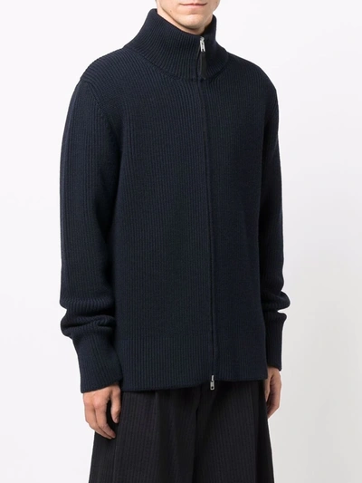 Shop Maison Margiela Ribbed-knit Zip-front Cardigan In Mixed Colours