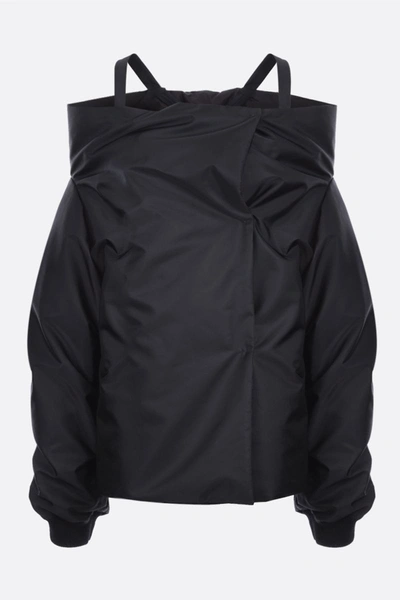 Prada Off-the-shoulder Re-nylon Gabardine Coat In Black | ModeSens