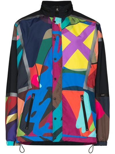 Sacai Yellow X Kaws Printed Sports Jacket In Blue | ModeSens