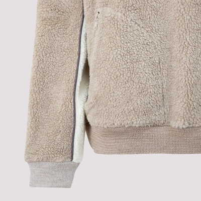 Y/project Clip Shoulder Fleece Sweater In Beige Cream Blue | ModeSens