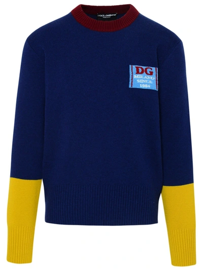 Shop Dolce & Gabbana Navy Woolmark Sweater In Blue