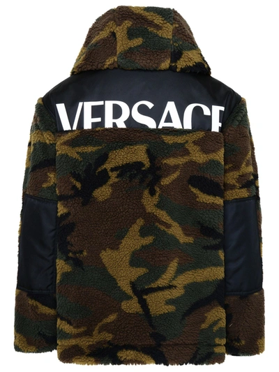 Shop Versace Multicolor Polyester Jacket In Black