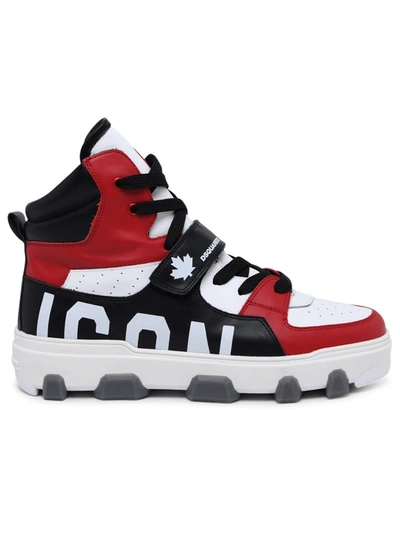Shop Dsquared2 Multicolor Leather Basket Sneakers In Red