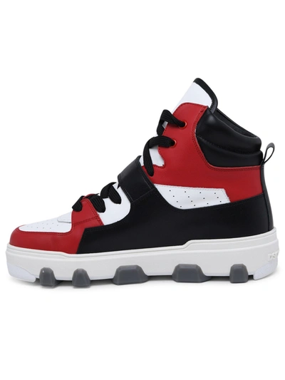 Shop Dsquared2 Multicolor Leather Basket Sneakers In Red