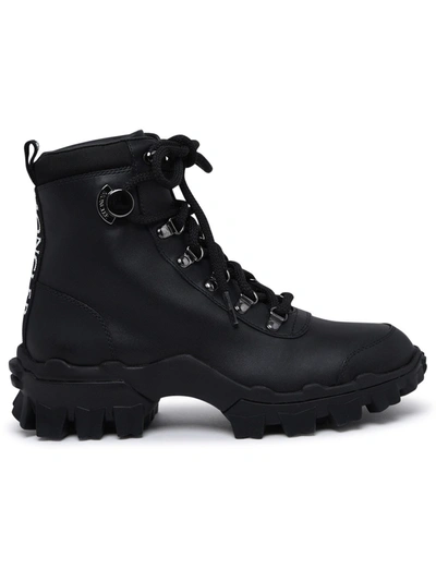 Shop Moncler Black Leather Helis Ankle Boot