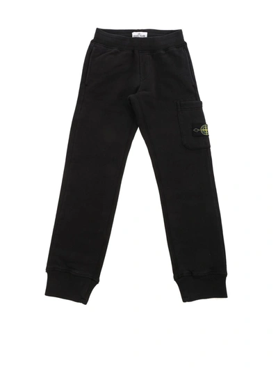 Shop Stone Island Junior Logo Patch Pants In Black