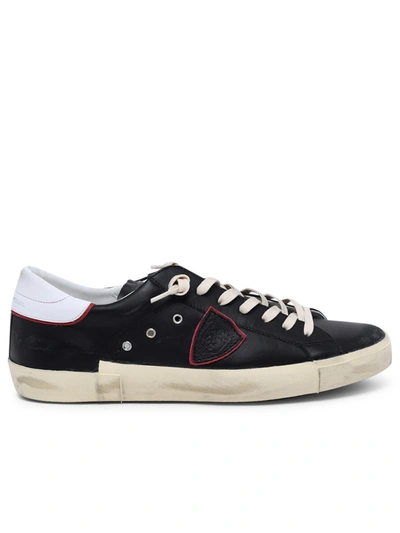Shop Philippe Model White Leather Prsx Veau Sneakers In Black