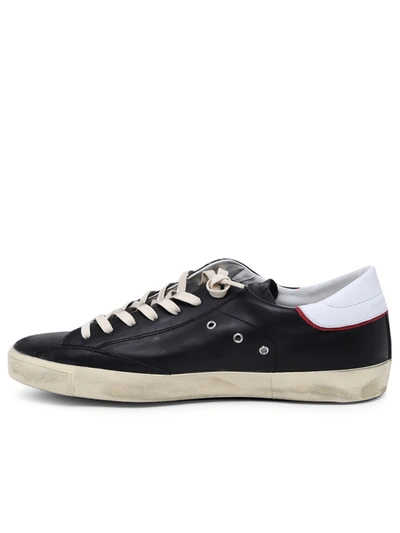 Shop Philippe Model White Leather Prsx Veau Sneakers In Black