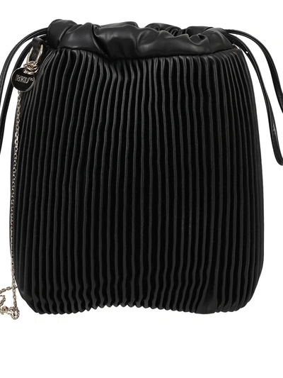 Shop Red Valentino Pleated Faux Leather Bucket Bag In Black