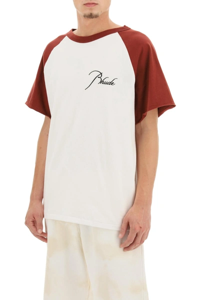 Shop Rhude T-shirt With Logo Embroidery In Mixed Colours
