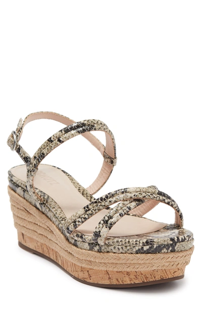 Shop Schutz Isla Snakeskin Embossed Leather Espadrille Wedge Sandal In Natural