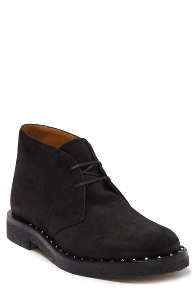 Shop Valentino Studded Leather Chukka Boot In Nero