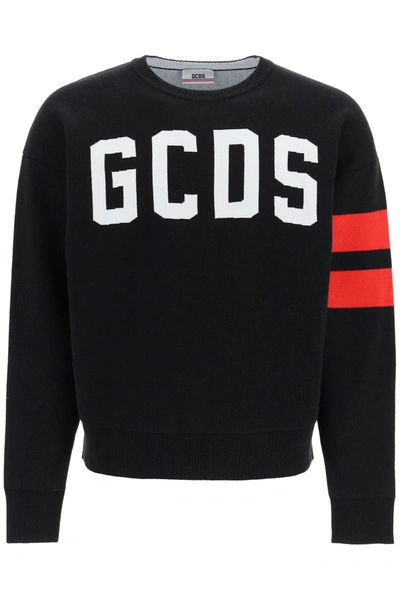 Shop Gcds Sweatshirt With Jacquard Logo In Black