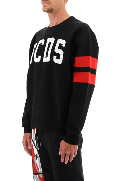 Shop Gcds Sweatshirt With Jacquard Logo In Black