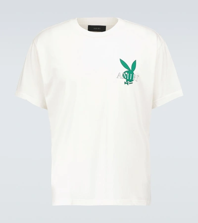 Shop Amiri Playboy Cover Cotton T-shirt In White