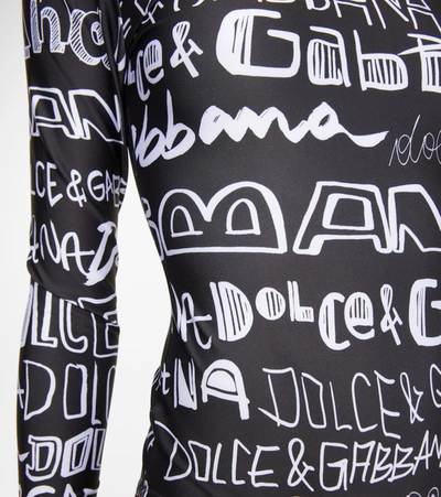 Shop Dolce & Gabbana Graphic Logo-printed Bodysuit In White