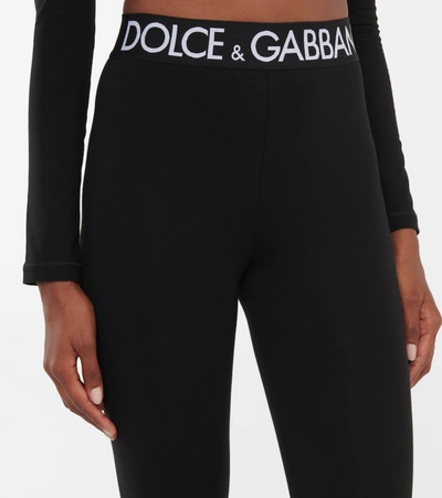 Shop Dolce & Gabbana High-rise Cotton Leggings In Black