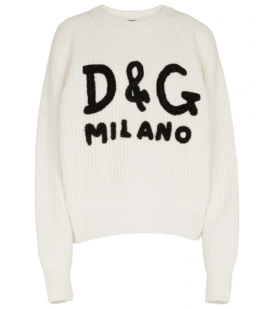 Shop Dolce & Gabbana Logo Ribbed-knit Cashmere Sweater In Black