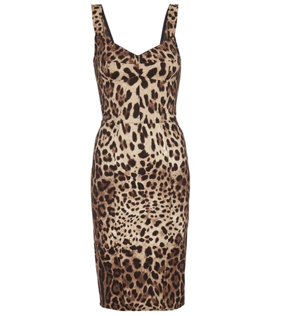Shop Dolce & Gabbana Leopard-print Stretch-silk Minidress In Multicoloured