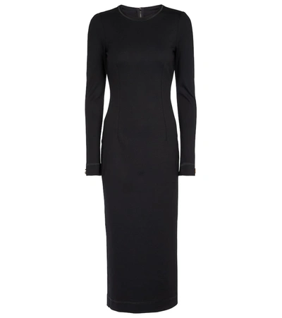 Shop Dolce & Gabbana Stretch-jersey Midi Dress In Black