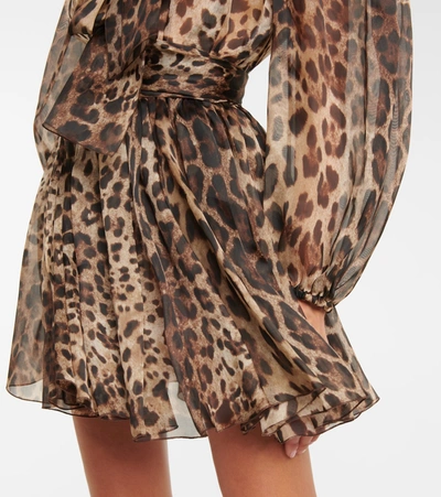 Shop Dolce & Gabbana Leopard-print Silk-blend Minidress In Multicoloured