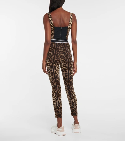 Shop Dolce & Gabbana Leopard-print Stretch-silk Leggings In Multicoloured