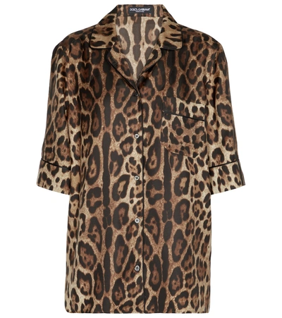 Shop Dolce & Gabbana Leopard-print Silk Shirt In Multicoloured