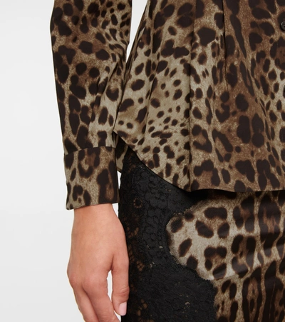 Shop Dolce & Gabbana Leopard-print Stretch-silk Shirt In Multicoloured
