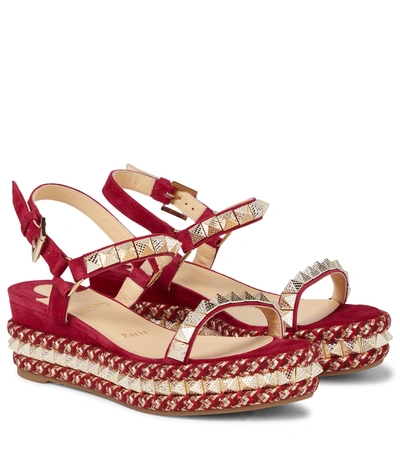Shop Christian Louboutin Pyraclou 60 Suede Espadrille Wedges In Pink