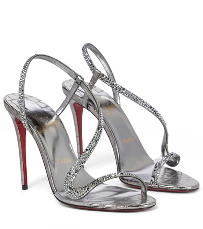 Shop Christian Louboutin Rosalie Strass 100 Leather Pumps In Grey