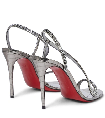 Shop Christian Louboutin Rosalie Strass 100 Leather Pumps In Grey
