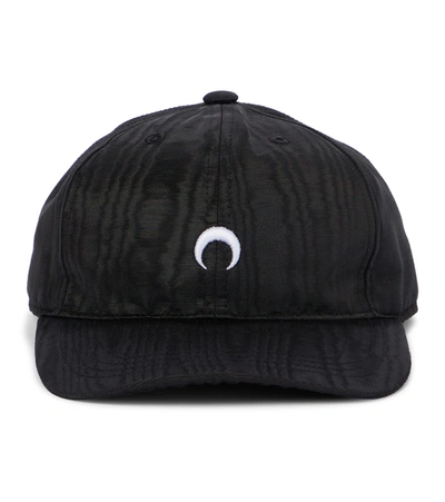 Shop Marine Serre White Line Logo Moiré Cap In Black